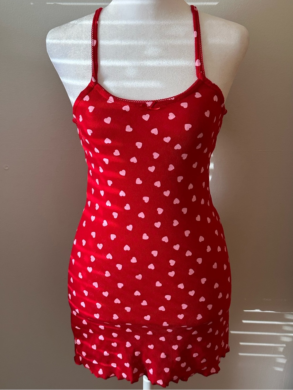 NWOT Women’s Red Heart Print Essential Stylish Bodycon Mini Valentine Dress
